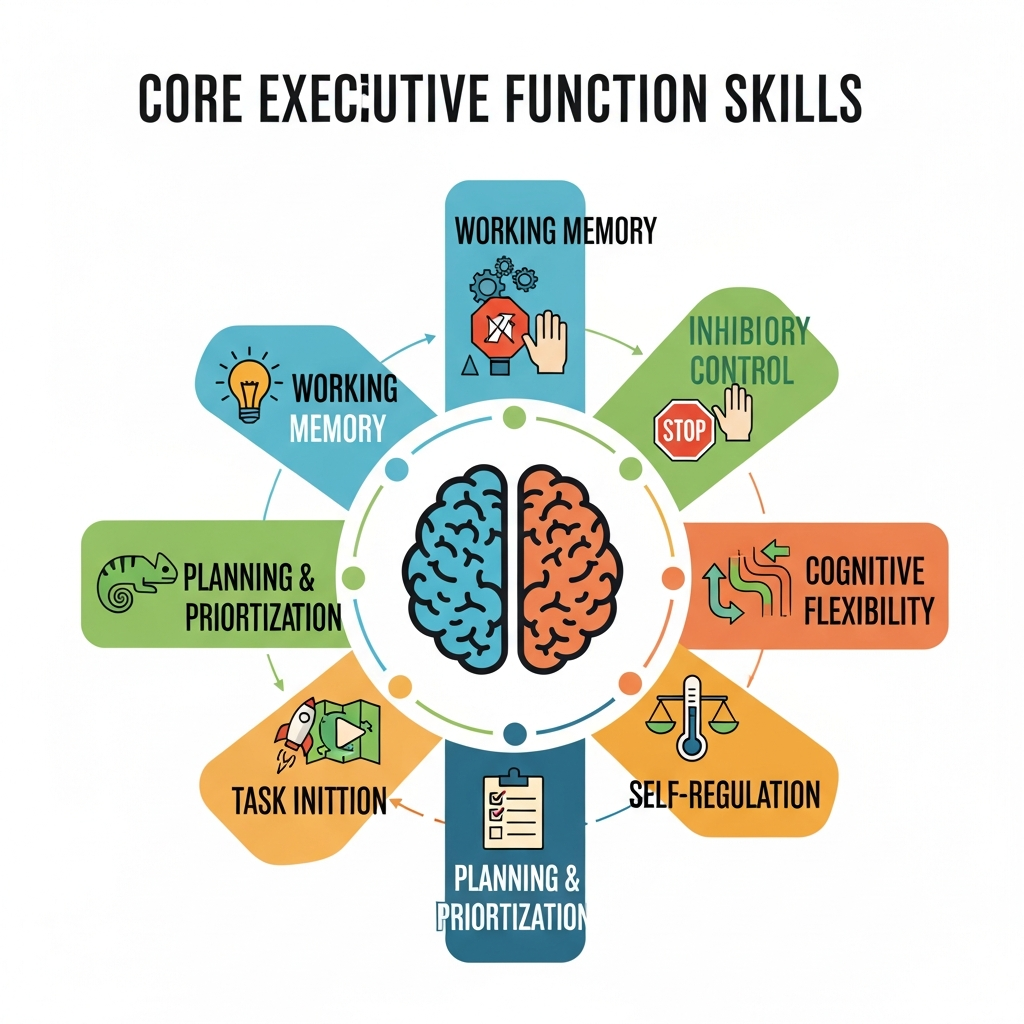 Core Executive Function Skills Neurodiversity Definition for Parents & Students